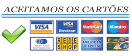 Aceitamos os cartões de crédito: Visa, Master. Maestro, Rede Shop, etc.